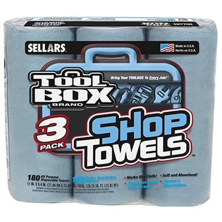 Sellars Sellars 5448301 Blue Shop Towel; Pack 3 165030